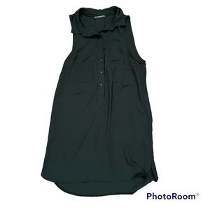 brandy melville collar button black sheer dress